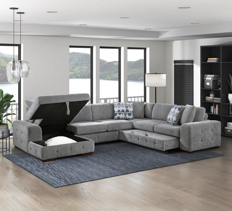 Raife Gray 4-Piece Sectional with Left Chaise - Ornate Home