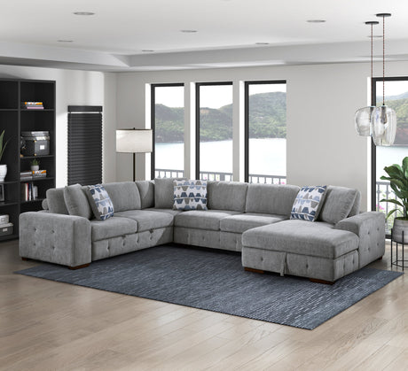 Raife Gray 4-Piece Sectional with Right Chaise - Ornate Home