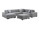 Raife Gray 5-Piece Sectional with Left Chaise And Storage Ottoman - Ornate Home