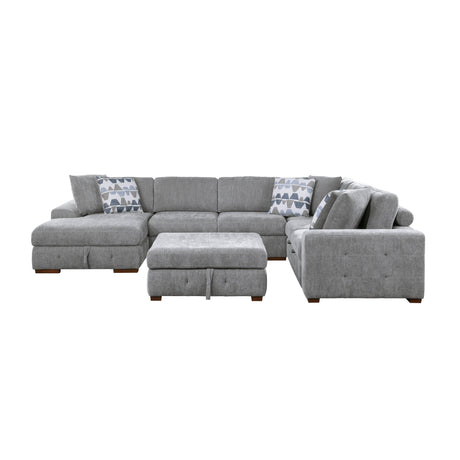 Raife Gray 5-Piece Sectional with Left Chaise And Storage Ottoman - Ornate Home