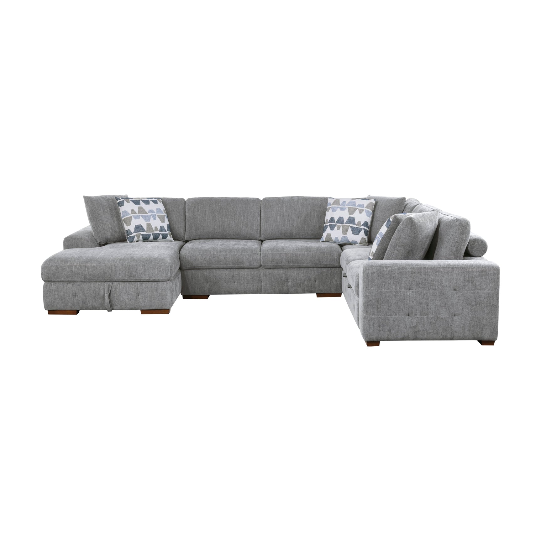 Raife Gray 5-Piece Sectional with Left Chaise And Storage Ottoman - Ornate Home