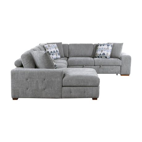 Raife Gray 5-Piece Sectional with Left Chaise And Storage Ottoman - Ornate Home