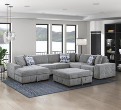 Raife Gray 5-Piece Sectional with Left Chaise And Storage Ottoman - Ornate Home
