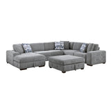 Raife Gray 5-Piece Sectional with Left Chaise And Storage Ottoman - Ornate Home