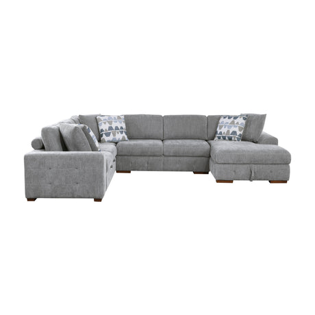 Raife Gray 5-Piece Sectional with Right Chaise And Storage Ottoman - Ornate Home