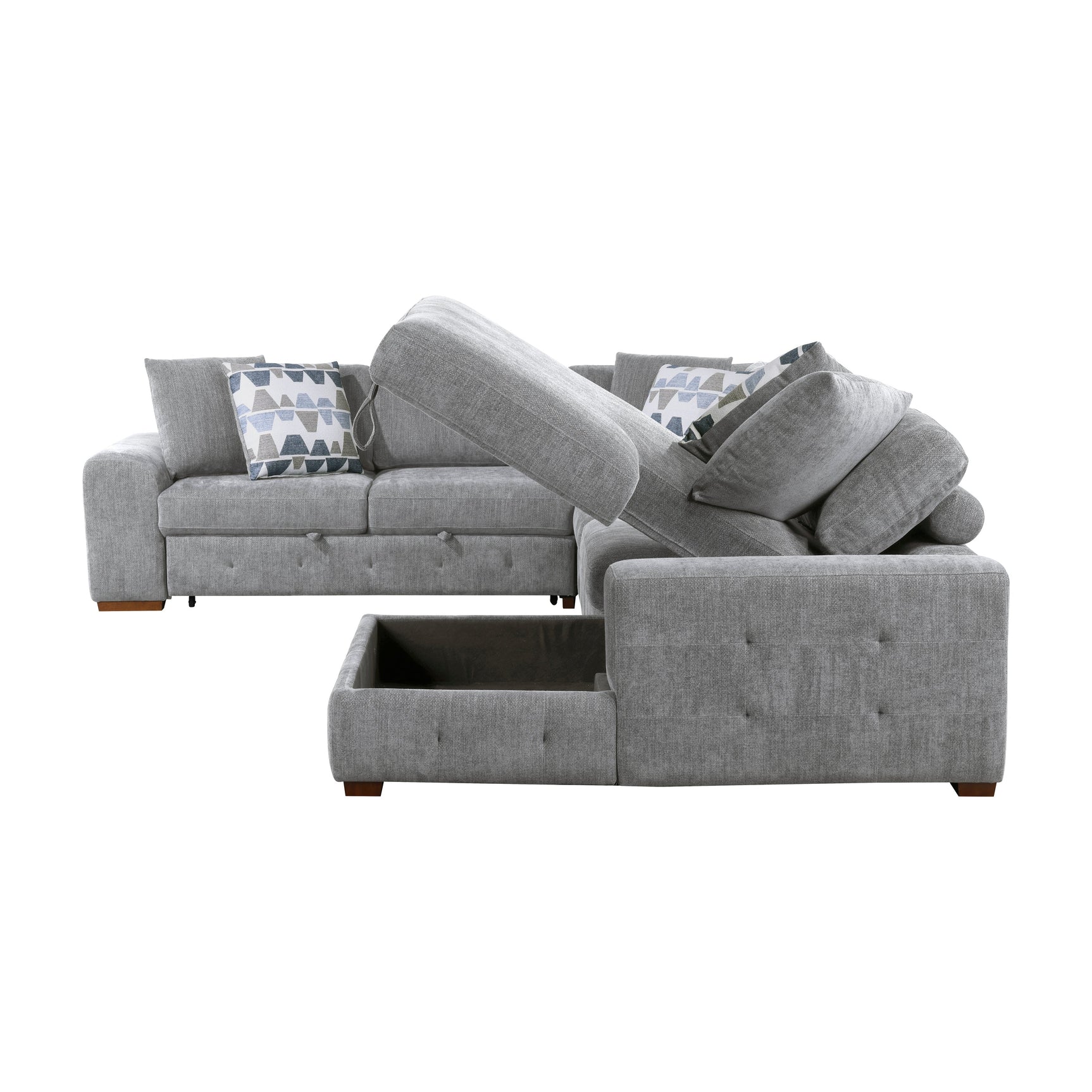 Raife Gray 5-Piece Sectional with Right Chaise And Storage Ottoman - Ornate Home