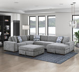 Raife Gray 5-Piece Sectional with Right Chaise And Storage Ottoman - Ornate Home