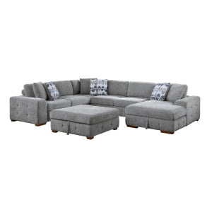Raife Gray 5-Piece Sectional with Right Chaise And Storage Ottoman - Ornate Home