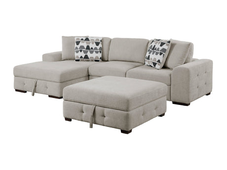 Raife Taupe 3-Piece Sectional with Left Chaise and Ottoman - Ornate Home