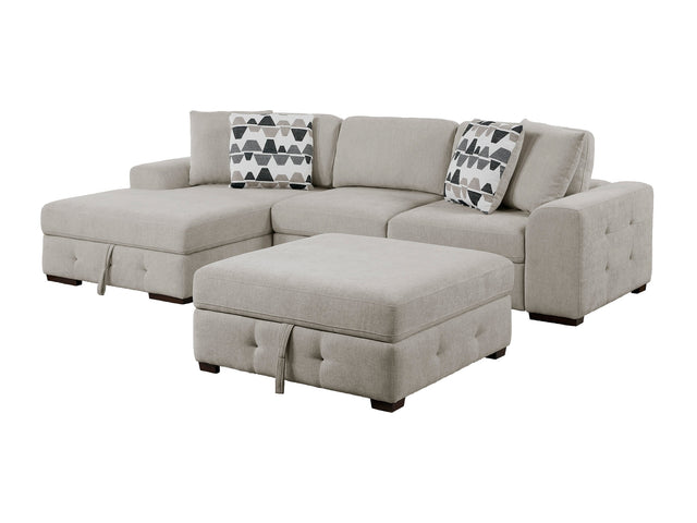Raife Taupe 3-Piece Sectional with Left Chaise and Ottoman - Ornate Home