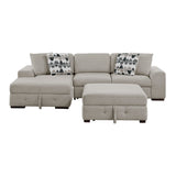 Raife Taupe 3-Piece Sectional with Left Chaise and Ottoman - Ornate Home