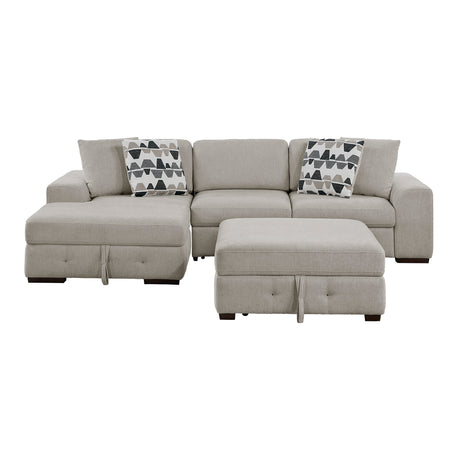Raife Taupe 3-Piece Sectional with Left Chaise and Ottoman - Ornate Home