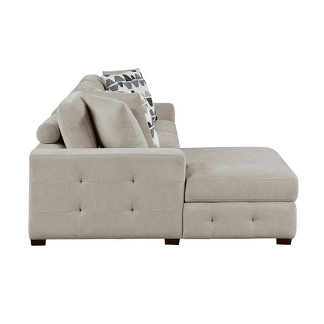 Raife Taupe 3-Piece Sectional with Left Chaise and Ottoman - Ornate Home