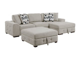 Raife Taupe 3-Piece Sectional with Right Chaise and Ottoman - Ornate Home