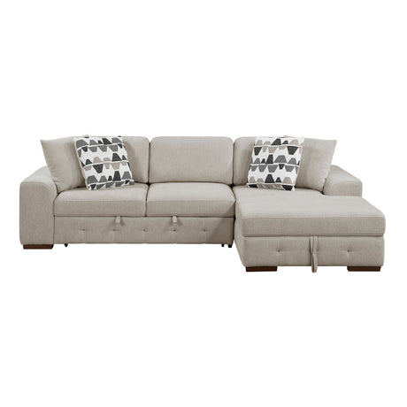 Raife Taupe 3-Piece Sectional with Right Chaise and Ottoman - Ornate Home