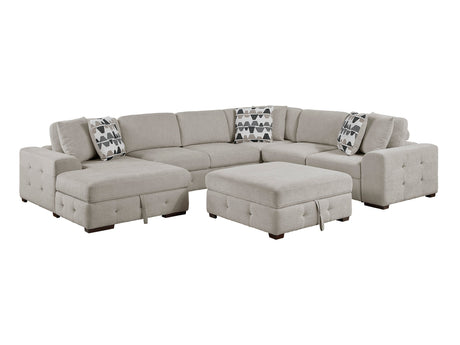 Raife Taupe 5-Piece Sectional with Left Chaise and Storage Ottoman - Ornate Home
