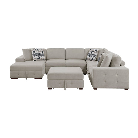 Raife Taupe 5-Piece Sectional with Left Chaise and Storage Ottoman - Ornate Home