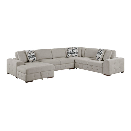 Raife Taupe 5-Piece Sectional with Left Chaise and Storage Ottoman - Ornate Home