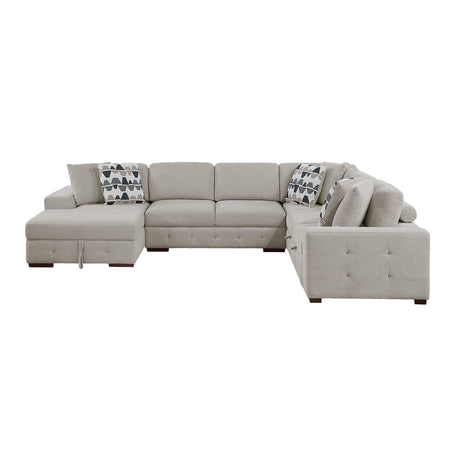 Raife Taupe 5-Piece Sectional with Left Chaise and Storage Ottoman - Ornate Home
