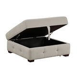 Raife Taupe Storage Ottoman - Ornate Home