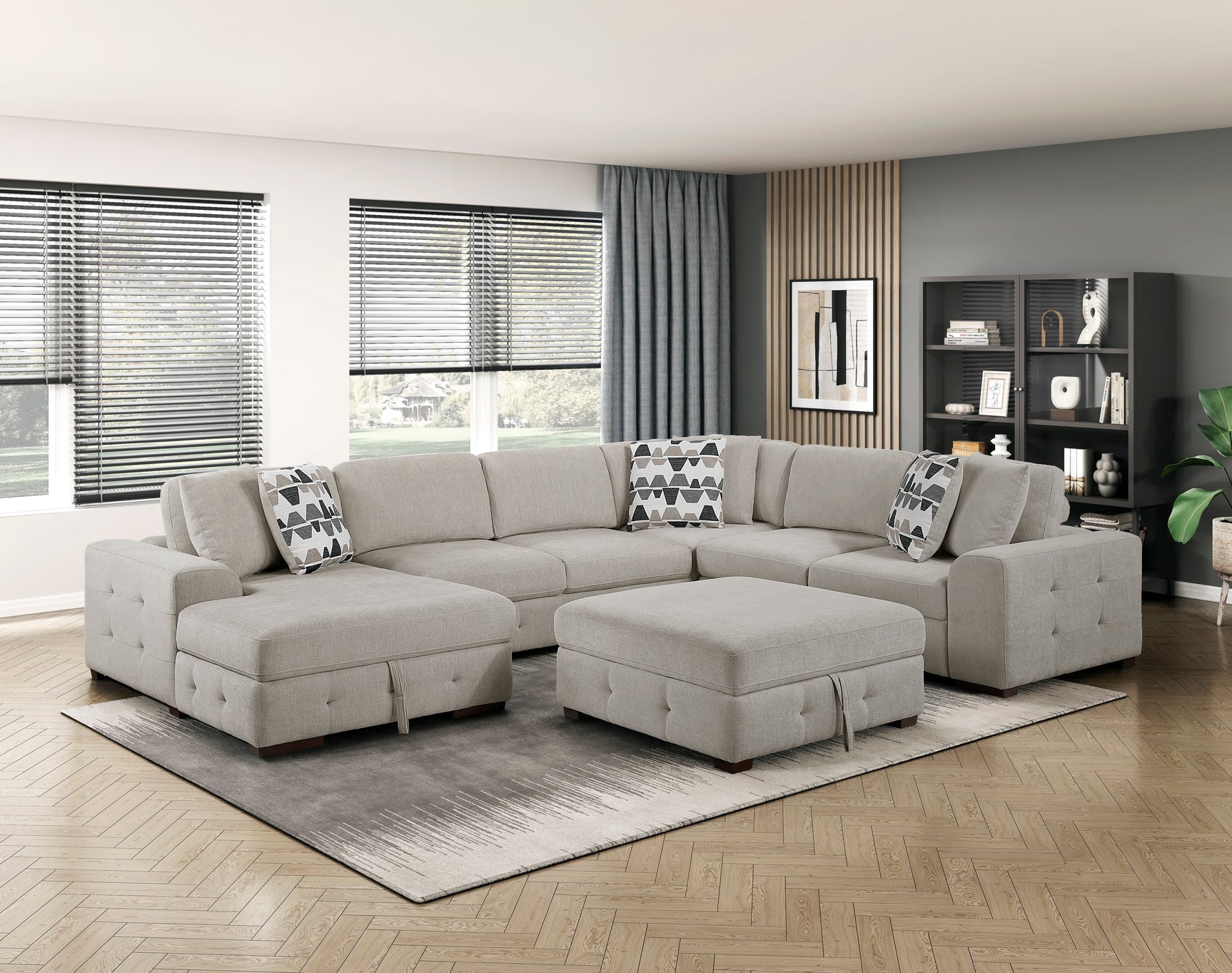 Raife Taupe Storage Ottoman - Ornate Home