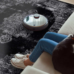 Rain Black Distressed Vintage NonSlip Indoor Area Rugs - Ornate Home