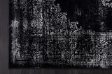 Rain Black Distressed Vintage NonSlip Indoor Area Rugs - Ornate Home
