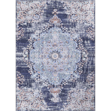 Rain Blue Modern Bohemian NonSlip Indoor Area Rugs - Ornate Home