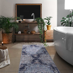 Rain Blue Modern Bohemian NonSlip Indoor Area Rugs - Ornate Home