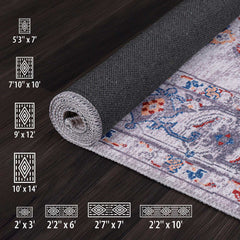 Rain Gray Distressed Vintage NonSlip Indoor Area Rugs - Ornate Home