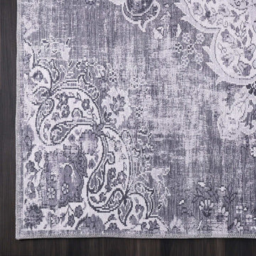 Rain Gray/White Modern Bohemian Non-Slip Indoor Area Rugs - Ornate Home