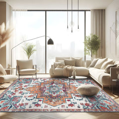Rain Persian Multi Color Distressed Non-Slip Indoor Area Rug / 5'x7 (Classic motif) - Ornate Home