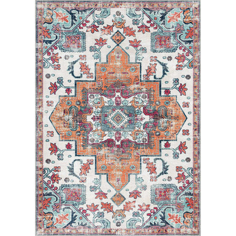 Rain Persian Multi Color Distressed Non-Slip Indoor Area Rug / 5'x7 (Classic motif) - Ornate Home