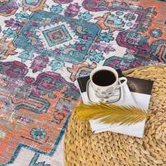 Rain Persian Multi Color Distressed Non-Slip Indoor Area Rug / 5'x7 (Classic motif) - Ornate Home