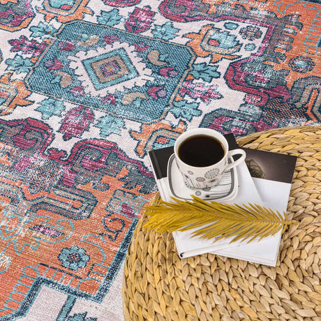 Rain Persian Multi Color Distressed Non-Slip Indoor Area Rug / 5'x7 (Classic motif) - Ornate Home