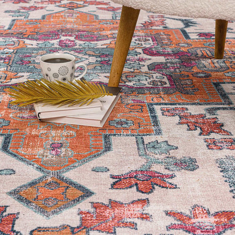 Rain Persian Multi Color Distressed Non-Slip Indoor Area Rug / 5'x7 (Classic motif) - Ornate Home