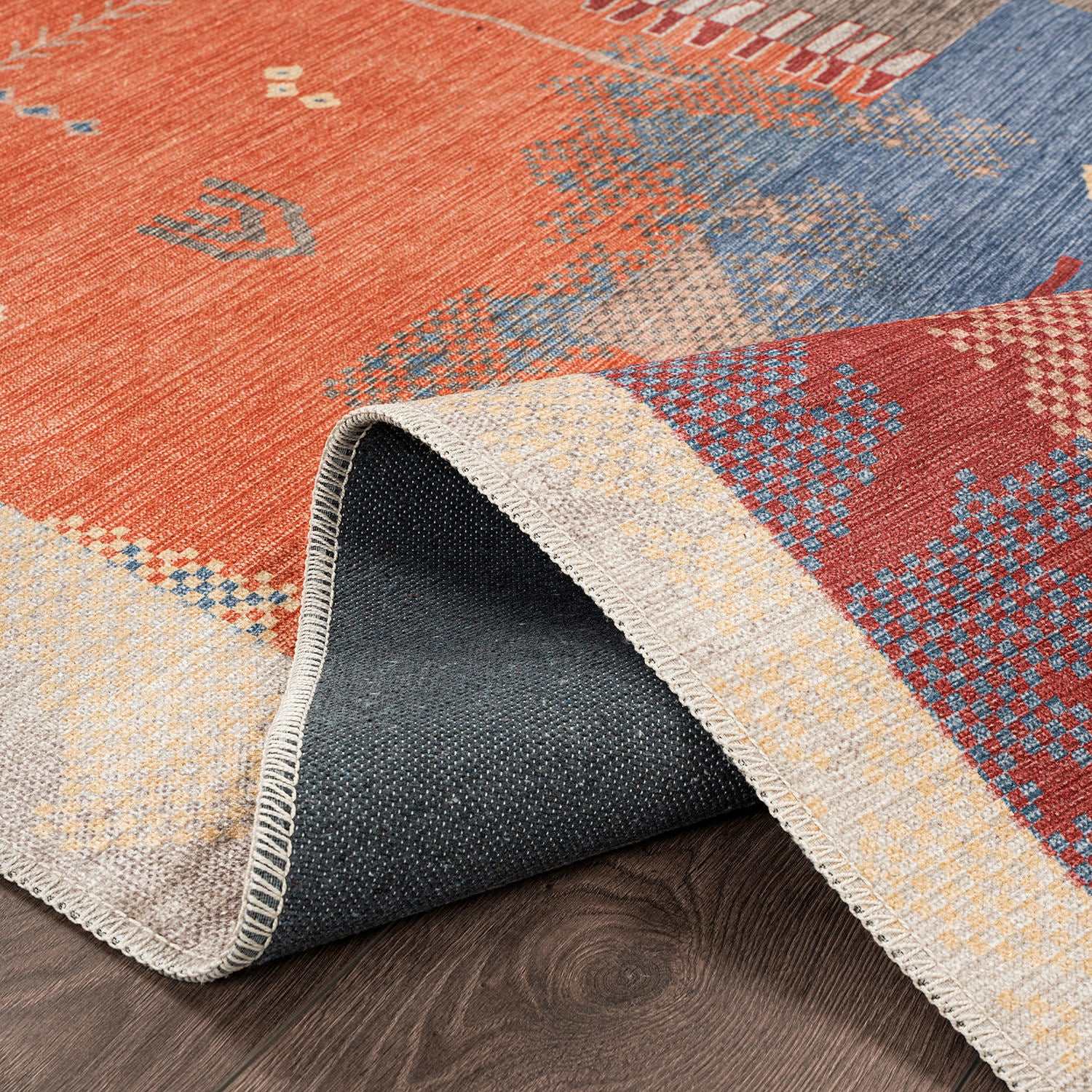 Rain Persian Multi Color Patchwork Distressed Non-Slip Indoor Area Rug / 5'x7 (Geometric colorful) - Ornate Home