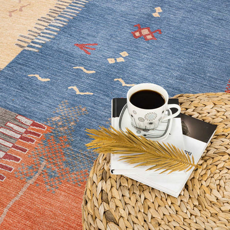 Rain Persian Multi Color Patchwork Distressed Non-Slip Indoor Area Rug / 5'x7 (Geometric colorful) - Ornate Home