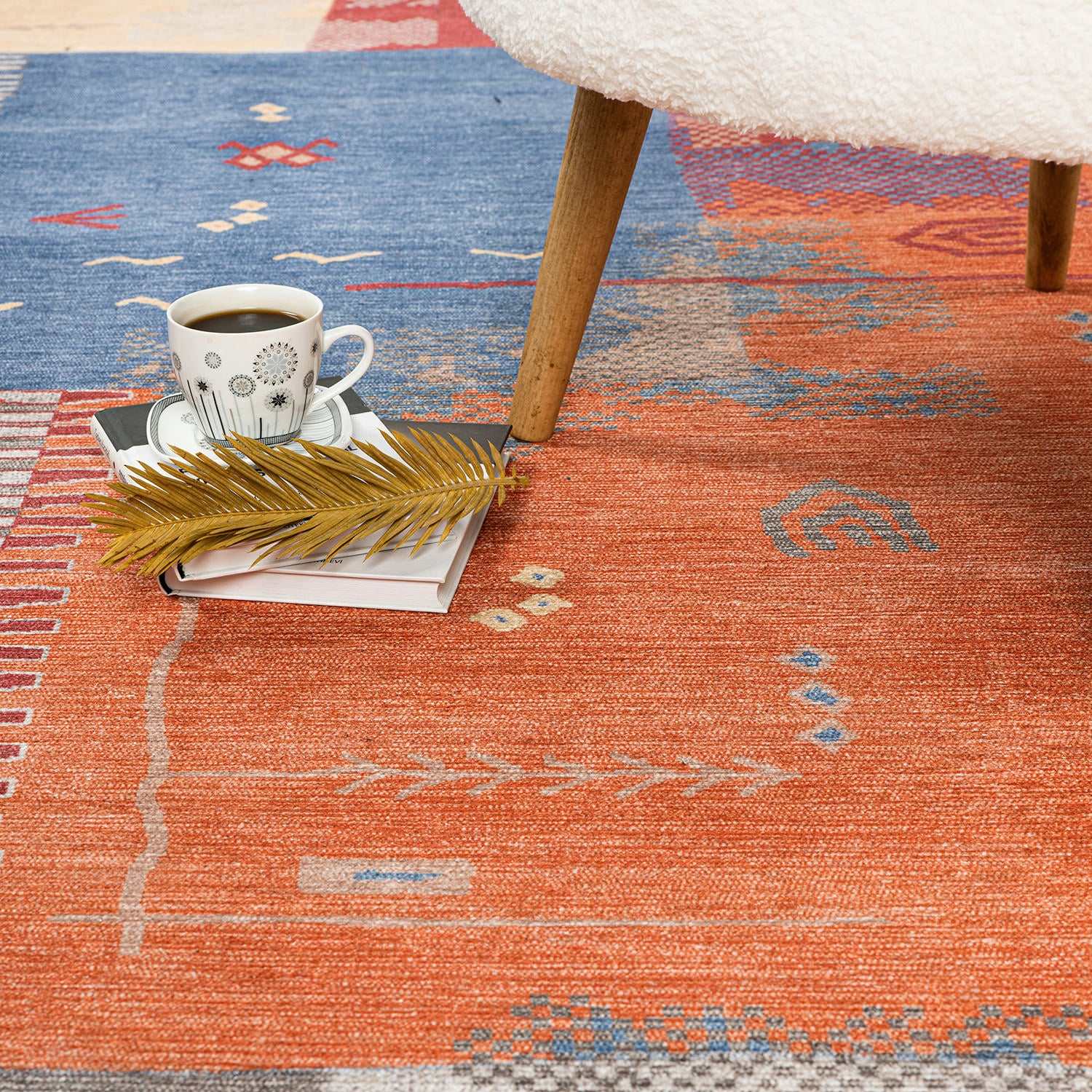 Rain Persian Multi Color Patchwork Distressed Non-Slip Indoor Area Rug / 5'x7 (Geometric colorful) - Ornate Home