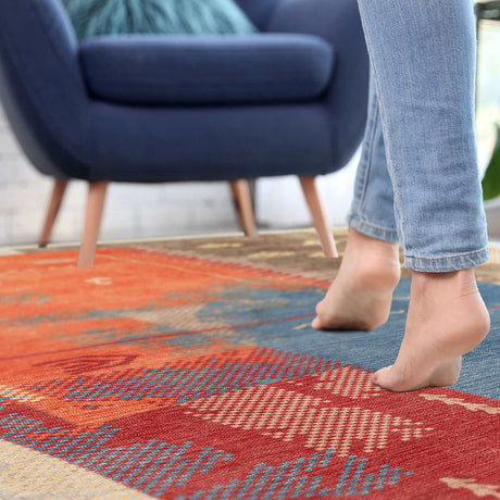 Rain Persian Multi Color Patchwork Distressed Non-Slip Indoor Area Rug / 5'x7 (Geometric colorful) - Ornate Home