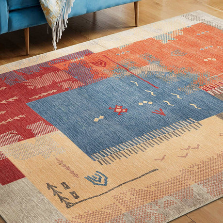 Rain Persian Multi Color Patchwork Distressed Non-Slip Indoor Area Rug / 5'x7 (Geometric colorful) - Ornate Home