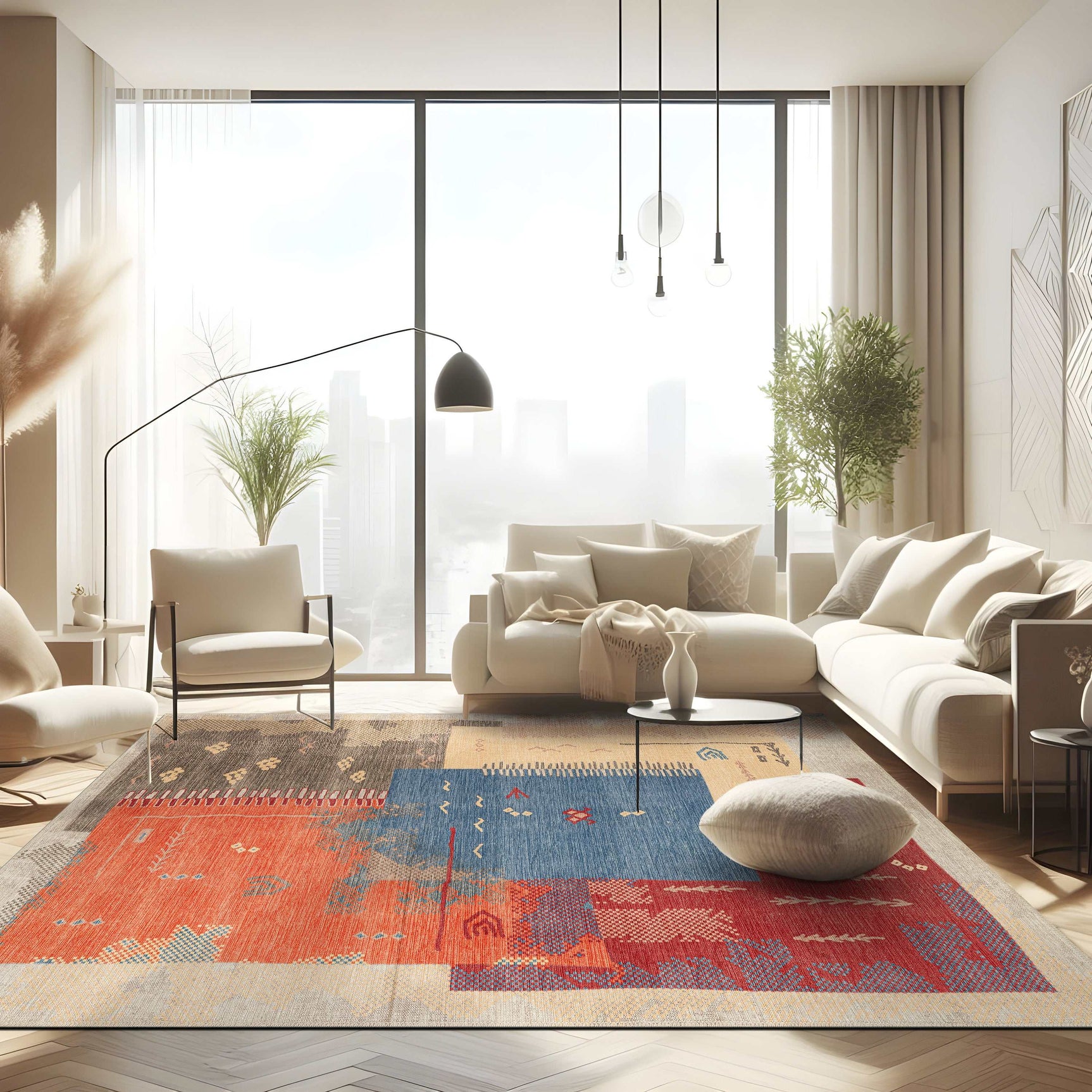 Rain Persian Multi Color Patchwork Distressed Non-Slip Indoor Area Rug / 5'x7 - Ornate Home