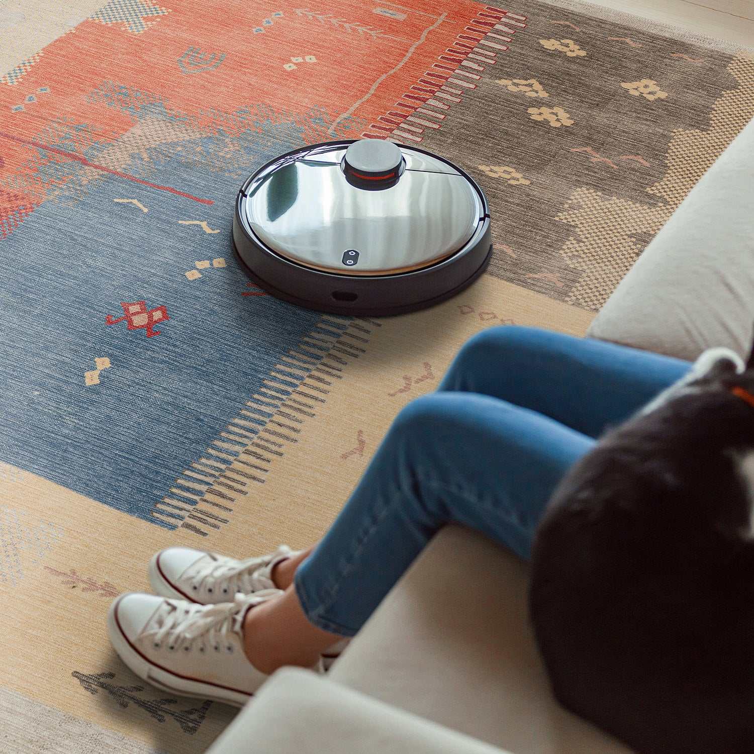 Rain Persian Multi Color Patchwork Distressed Non-Slip Indoor Area Rug / 5'x7 - Ornate Home