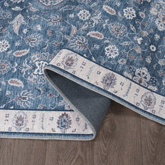 Rain Persian Navy Color Distressed Non-Slip Indoor Area Rug / 5'x7 - Ornate Home
