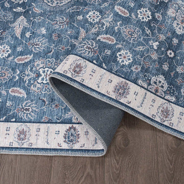 Rain Persian Navy Color Distressed Non-Slip Indoor Area Rug / 5'x7 - Ornate Home