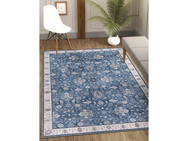 Rain Persian Navy Color Distressed Non-Slip Indoor Area Rug / 5'x7 - Ornate Home