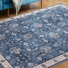Rain Persian Navy Color Distressed Non-Slip Indoor Area Rug / 5'x7 - Ornate Home