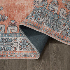 Rain Persian Orange Distressed Vintage Non-Slip Indoor Area Rug / 5'x7 - Ornate Home