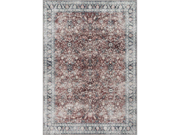 Rain Persian Red Distressed Vintage Non-Slip Indoor Area Rug / 5'x7 - Ornate Home