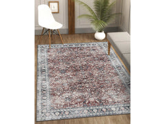 Rain Persian Red Distressed Vintage Non-Slip Indoor Area Rug / 5'x7 - Ornate Home